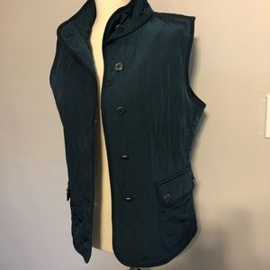 Talbots teal quilted utility vest size small